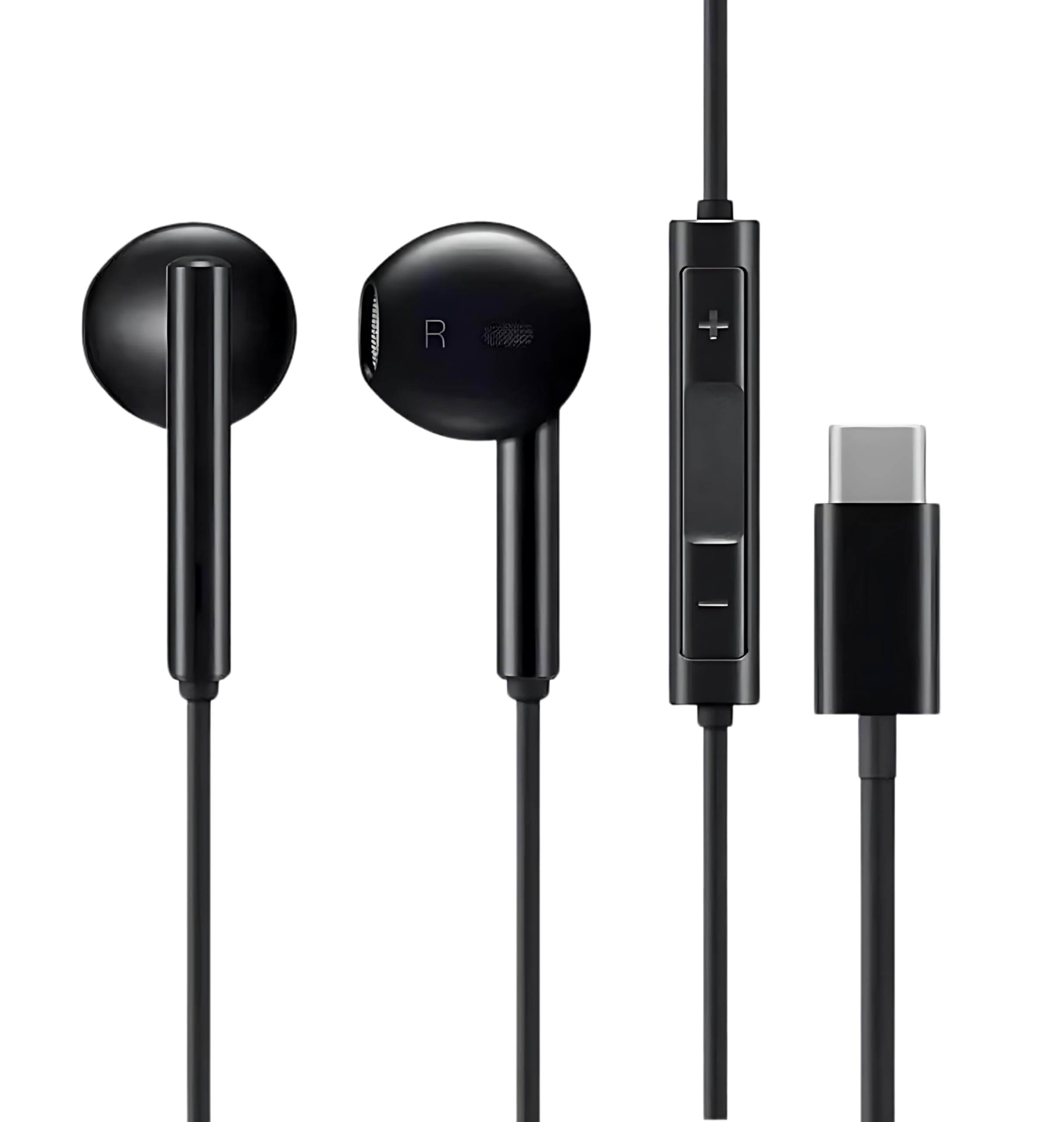 OOYES 2Pcs USB C Wired In Ear Headphones, HiFi Stereo In Ear USB Type C Noise Cancellation Earbuds|Wired Headphones With Mic & Volume Control Compatible with Sam-sung S24/S23/S22 & I-phone16 15(Black)