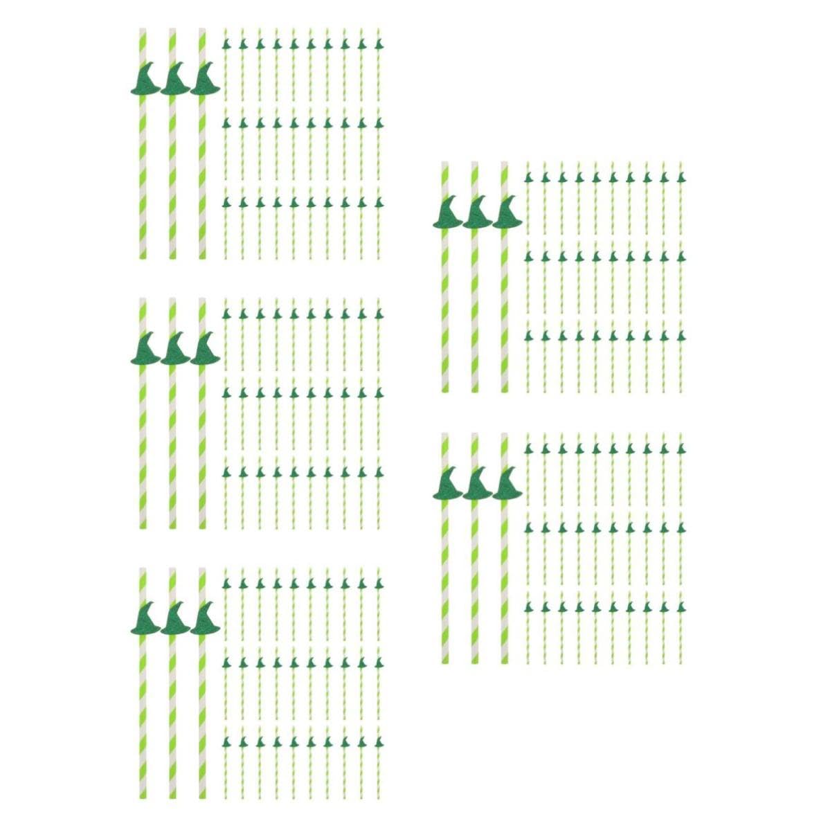 SEWACC 500 Unidades Pajitas de Papel Verde Diseño Creativo de Sombrero de Bruja para Halloween y Bodas, Fáciles de Limpiar y Uso Versátil en Fiestas