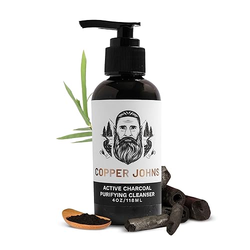 Copper Johns Limpiador facial y corporal activo de carbón, suave para todo el cuerpo, aloe orgánico, lavanda y reishi, ligeramente perfumado, 4 onzas