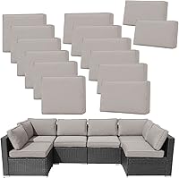 Vista 11 de 14 Piezas Fundas de Cojines para Patio Fundas de Repuesto para Cojines de Sofá al Aire Libre Resistentes a Salpicaduras Juego de Fundas para Sofá