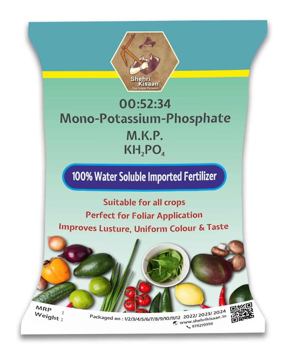 Shehri Kisaan® M.K.P. Mono Potassium Phosphate 00:52:34-900 grms | 100% Water Soluble Fertilizer for Foliar Spray Application | For Vegetable & Fruit Plants | Indoor Outdoor Terrace Gardens (B0B8ZKR6Q6) Amazon Price History, Amazon Price Tracker