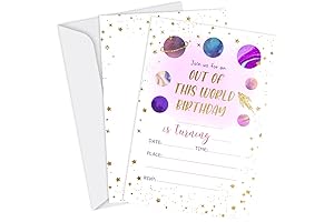 Lovely Universe Space Birthday Party Invitations
