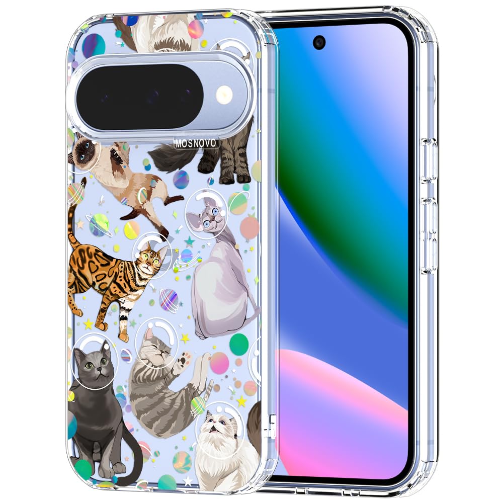 MOSNOVO Case for Google Pixel 9 & Pixel 9 Pro, [Buffertech 6.6ft Military-Grade Drop Protection] [Anti Peel Off Tech] Clear TPU Bumper Phone Case Cover Design - Great Wave — view 114