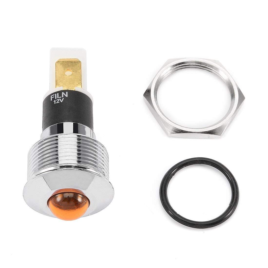 KTM Healthcare® Yellow : DC 12V 19mm Thread Push-in Mount Stainless Steel Yellow LED Signal Indicator Light-image-42