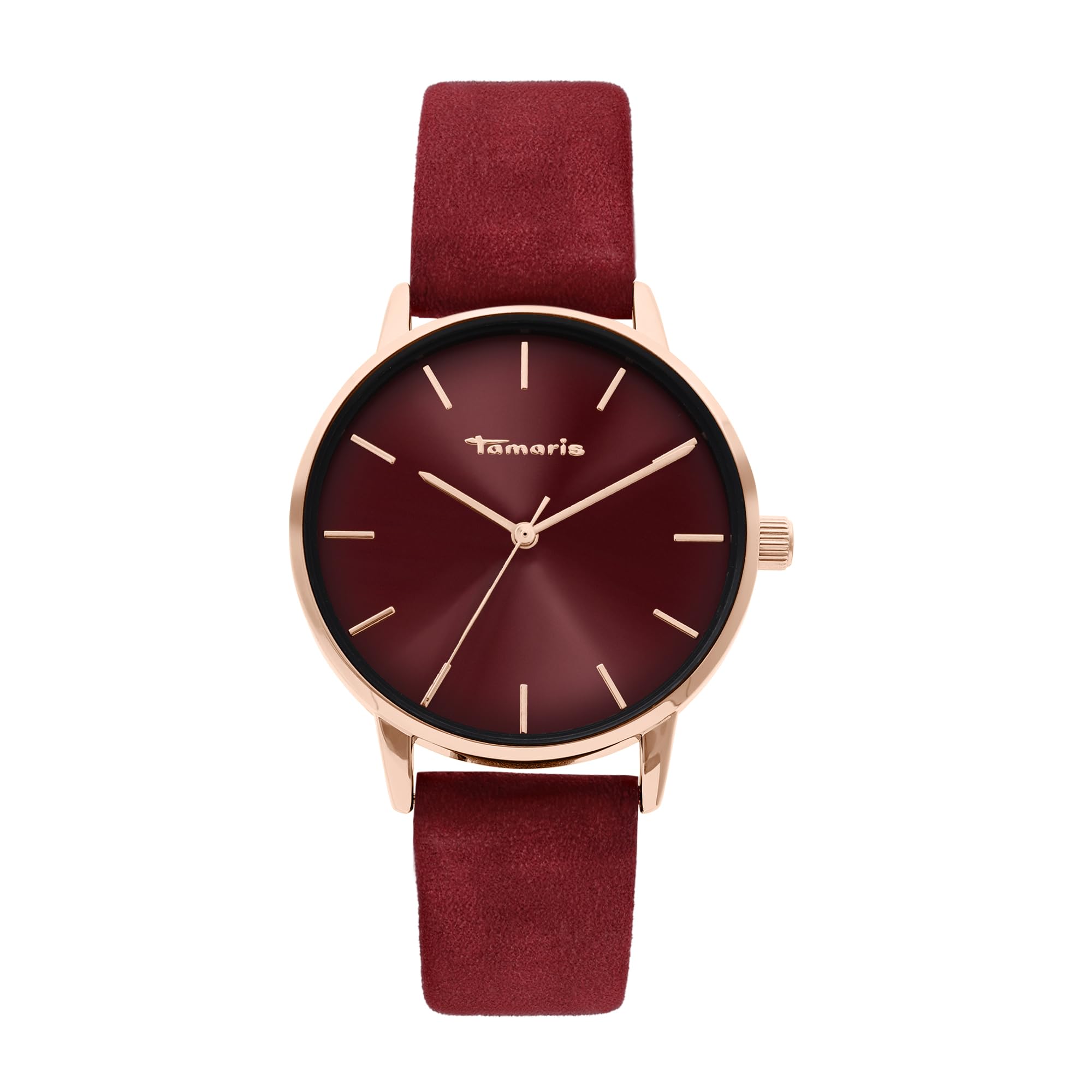 Tamaris Ladies Watch with Leather Strap - Round Simple Wristwatch for Women 36 mm - Watch in Silver, Gold, Rose Gold, Black, Blue, Green, Purple, Pink and More