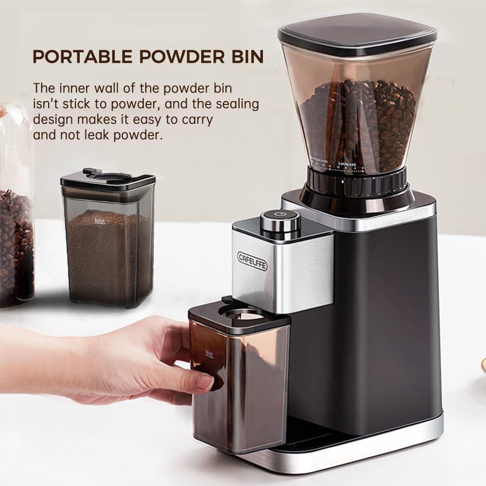 Moulin à café à meules coniques Cafelffe MK-301 - Moulin à grains électrique automatique avec 420 meules en acier inoxydable, 48 réglages de mouture précis pour la maison, la cuisine et le bureau