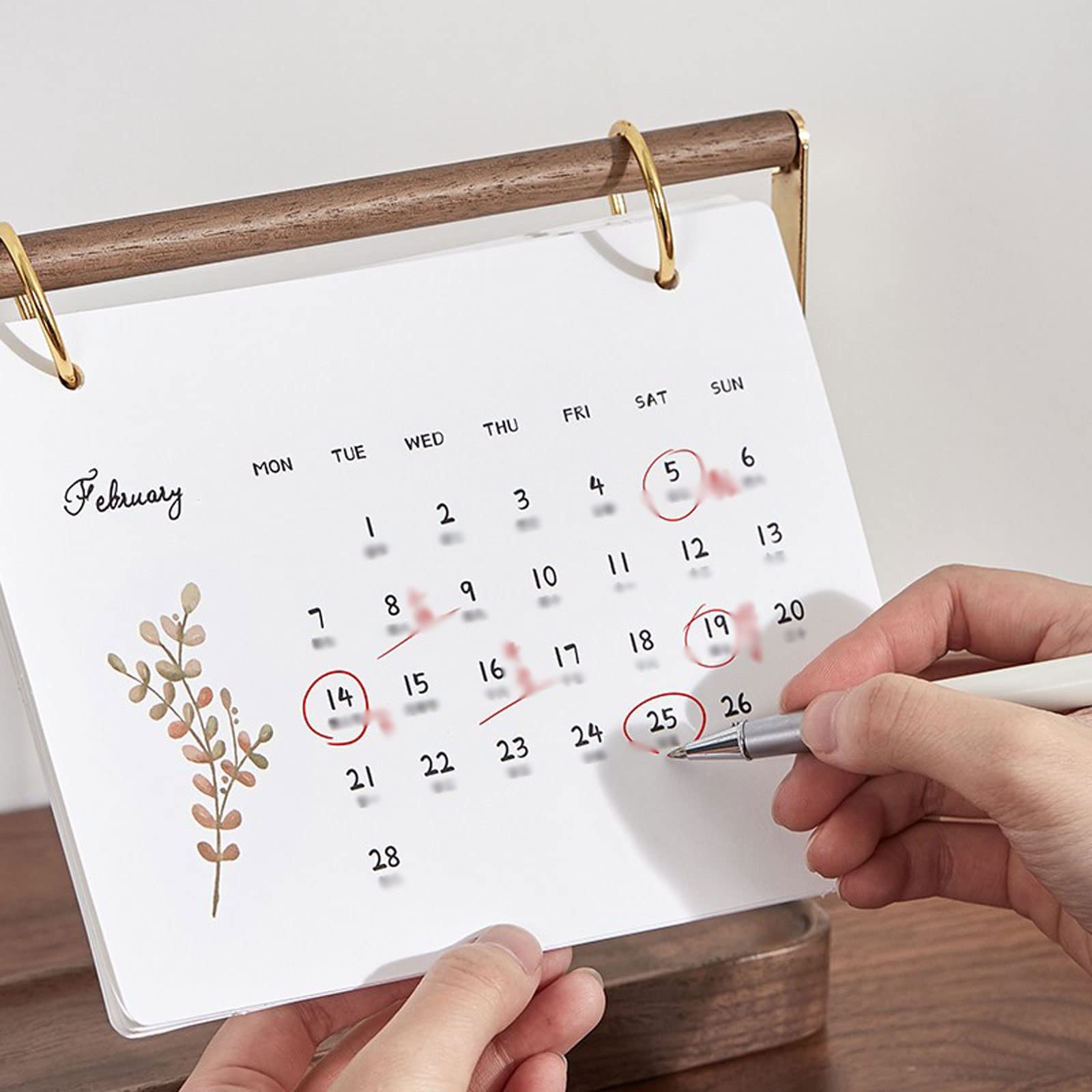 QINGGANGLING999 Bürokalender Hölzerner Schreibtisch Kalender 2022 Kreativkalender Desktop 2022 Desktop Kalender Schreibtisch Zubehör Stehendes Flip Tischkalender Wochenplaner (Color : 2)