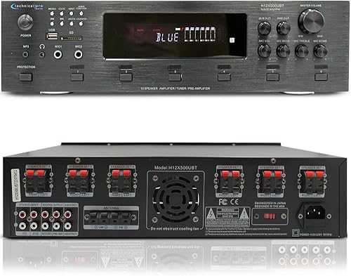 Miniatura 7 de Vaiyer Kit de sistema de audio para el hogar, amplificador Bluetooth de 6 canales de 6000 vatios con 6.5 pulgadas, 12 unidades de 200 W cada uno