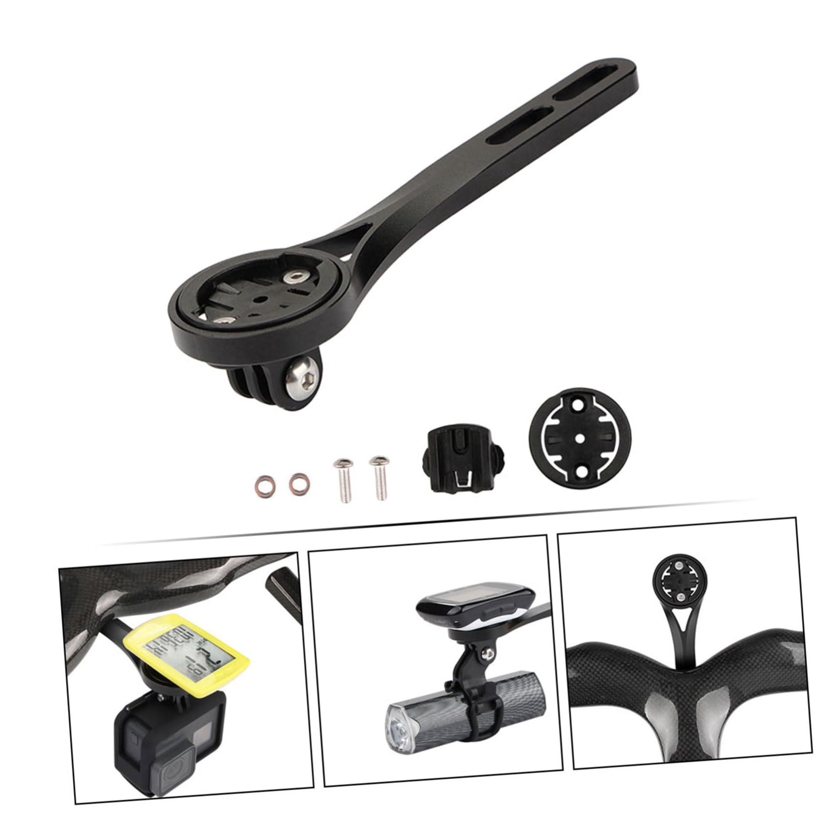 POPETPOP Support de Montre de Vélo Aluminium Alliage avec Adaptateur pour Chronomètre Caméra Noir Support Légèreté pour Guidon