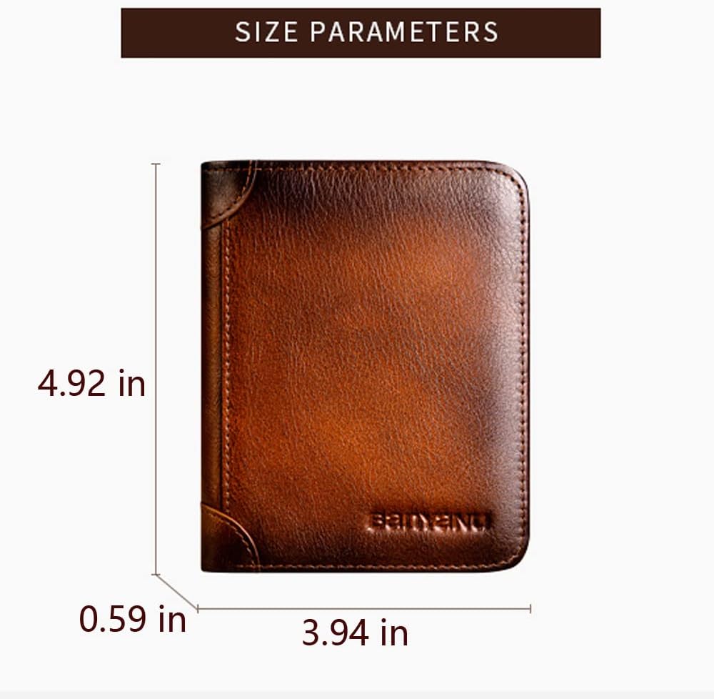 SENYIDUCAN BanYaNu RFID Trifold Wallet for Men - Mens Genuine Leather Wallets - 11 Credit Card Holders - Mens Tri Fold Wallet with 2 Money Cash Slots - Gift For Man - Image 3