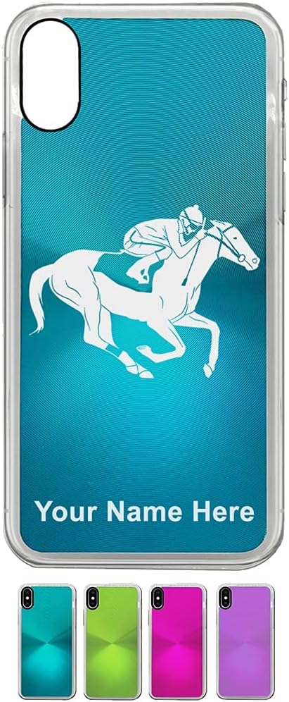 Case Compatible with iPhone XR, Horse Racing, Personalized Engraving Included