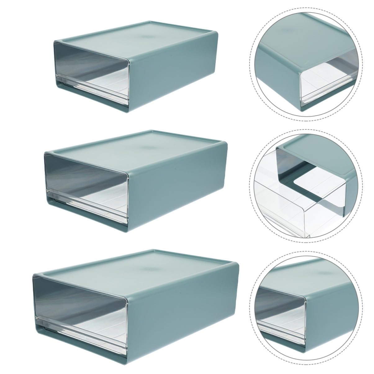 SHINEOFI Organizer da Scrivania a Cassetti 3 Pezzi Blu Hips Pet | Moduli Scomparti Regolabili, Struttura Robusta, per Vanity e Ottimizzazione dello Spazio