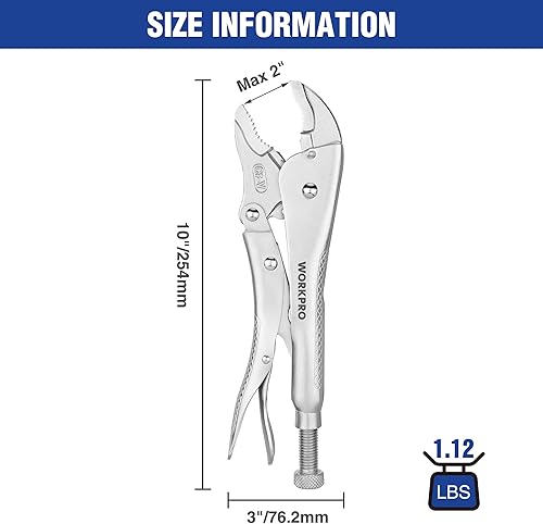 Miniatura 11 de WORKPRO Mini alicates de bloqueo de nariz larga de 4-1/2 pulgadas, alicates de bloqueo de acero al cromo-vanadio, empuñaduras de tornillo ajustables
