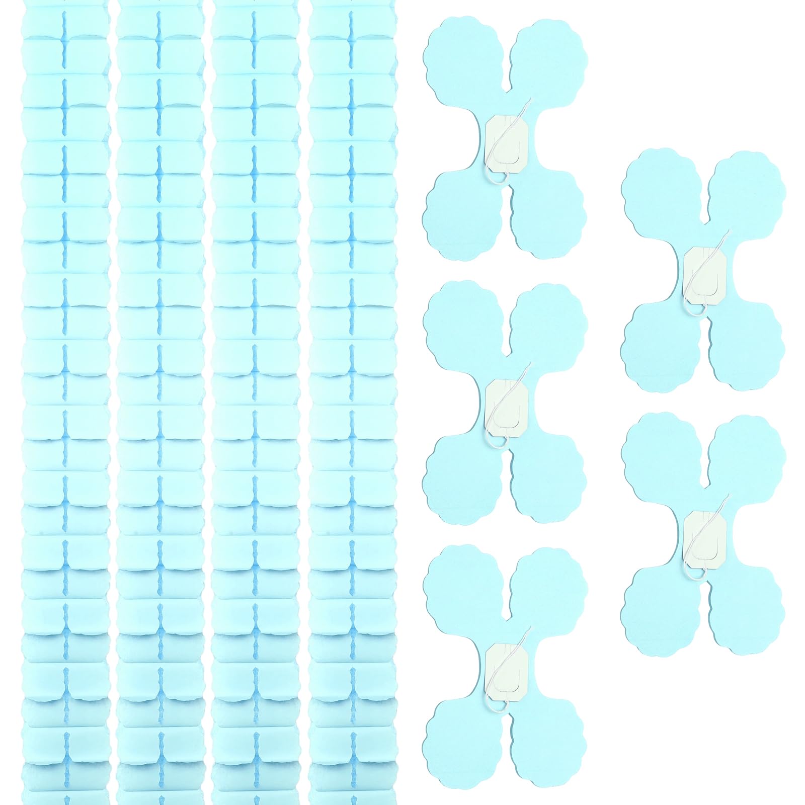 sourcing map 9 Pcs Four Leaf Paper Flowers Garland, Paper Streamers Reusable Hanging Garland for Home Birthday Wedding Party Backdrop Decoration, Light Blue