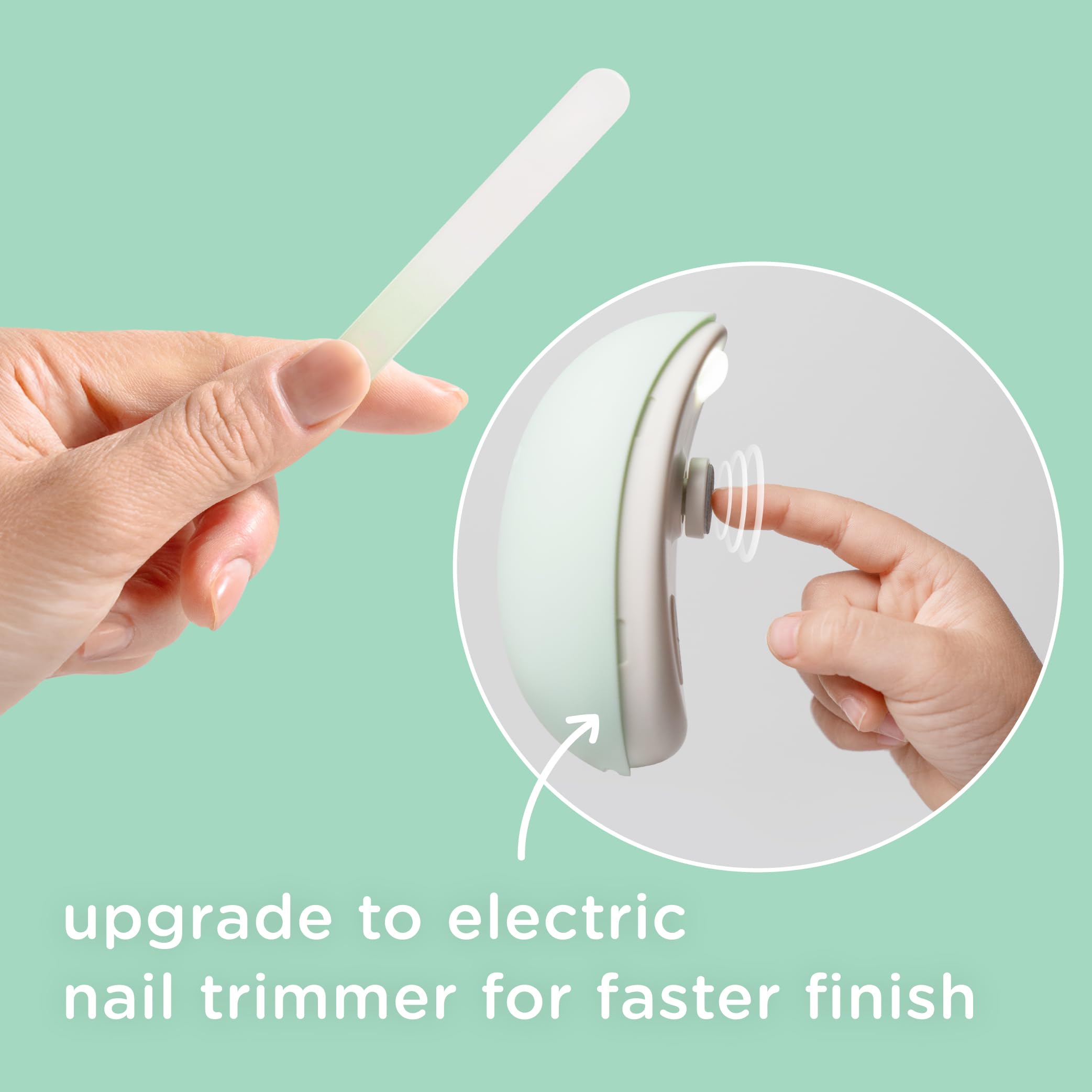 Olababy Glas-Nagelfeile für Neugeborene und Säuglinge, 2 Stück, Minzgrün, sichere Glas-Fingernagelfeile mit Reiseetui