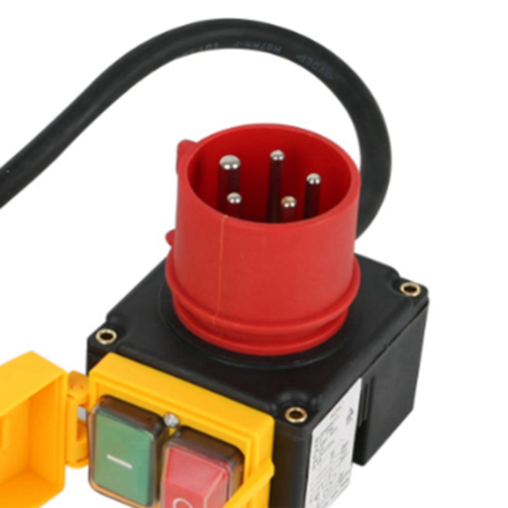 2X Conmutador de Dispositivo KOA7 Interruptor de Máquina 380/400V 3 Fases con Cable e Inversor de Fase, Incluye Trampilla de Parada de Emergencia Combinada