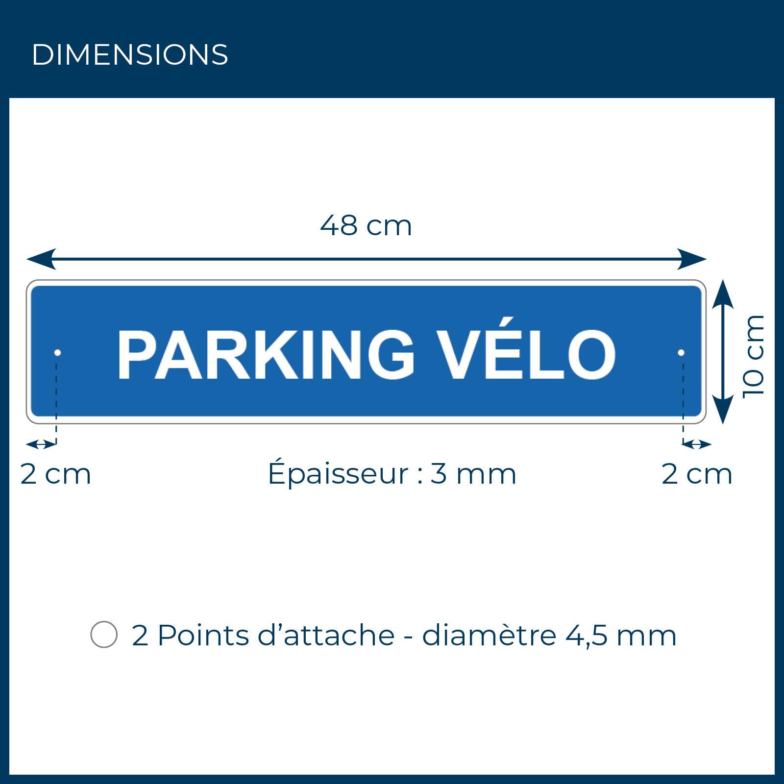 Panneau de signalisation pour camping "PARKING VELO" - 48 x 10 cm - Bleu