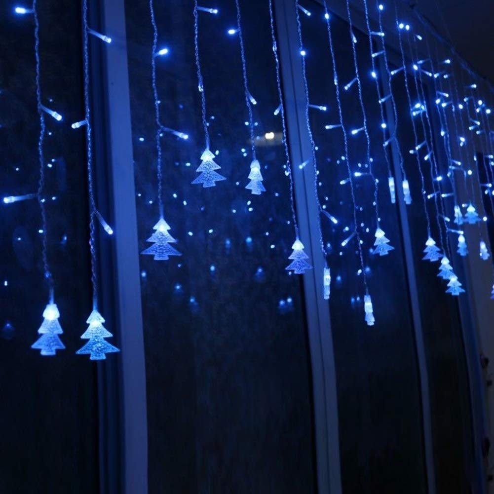 Klighten Cortina de Luces, Luz Cadena, Luz de Cortina, Cadena De Luces, 8 Modos de Luz Perfecto para Decoración de Navidad, Festival,Fiestas, Casa,Jardín, Azul
