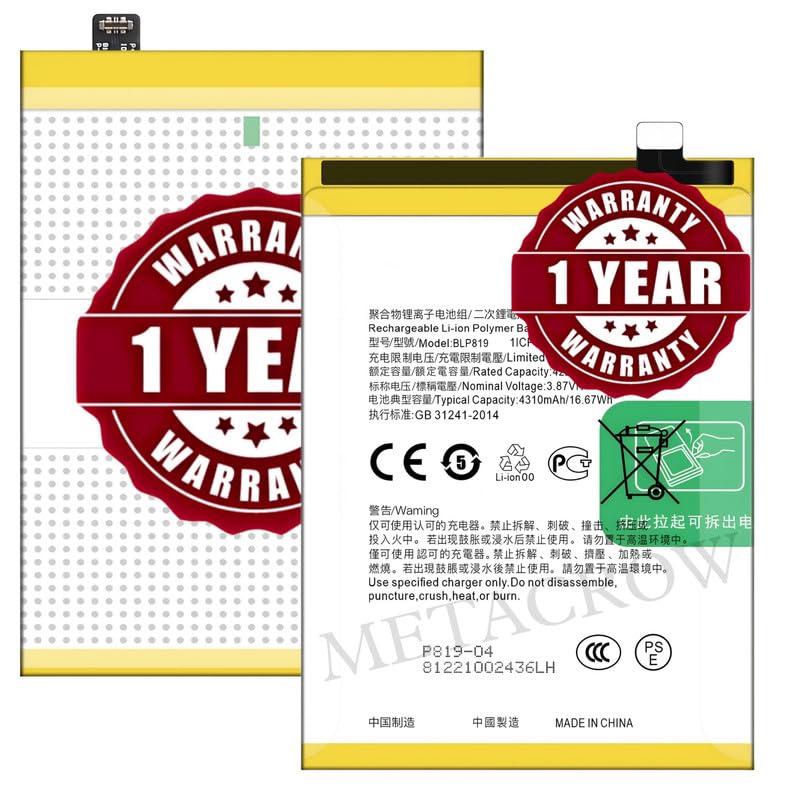 Image of Original BLP819 Battery Compatible for Oppo F19 Pro+ 5G (CPH2213) | Reno 5 4G (CPH2159) | Reno 6 4G (CPH2235) | Reno 6Z 5G (CPH2237) - (4310mAh) - 1 Year Warranty JK1