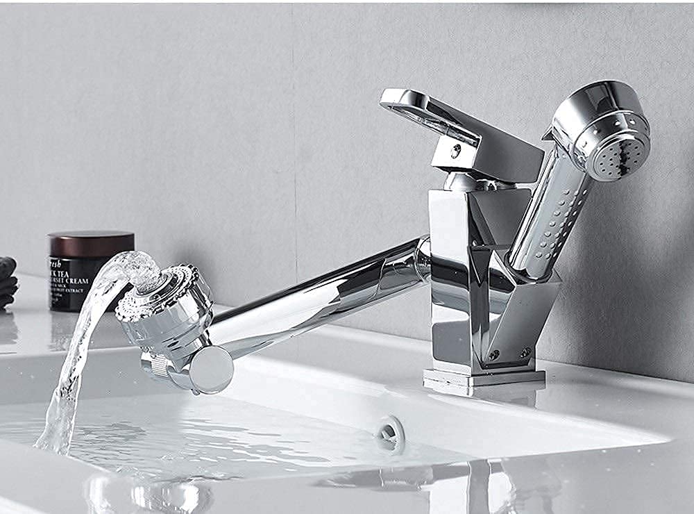 Robinet tout bronze mitigeur cuisine rétractable rotatif évier légumes salle de bain chaud froid