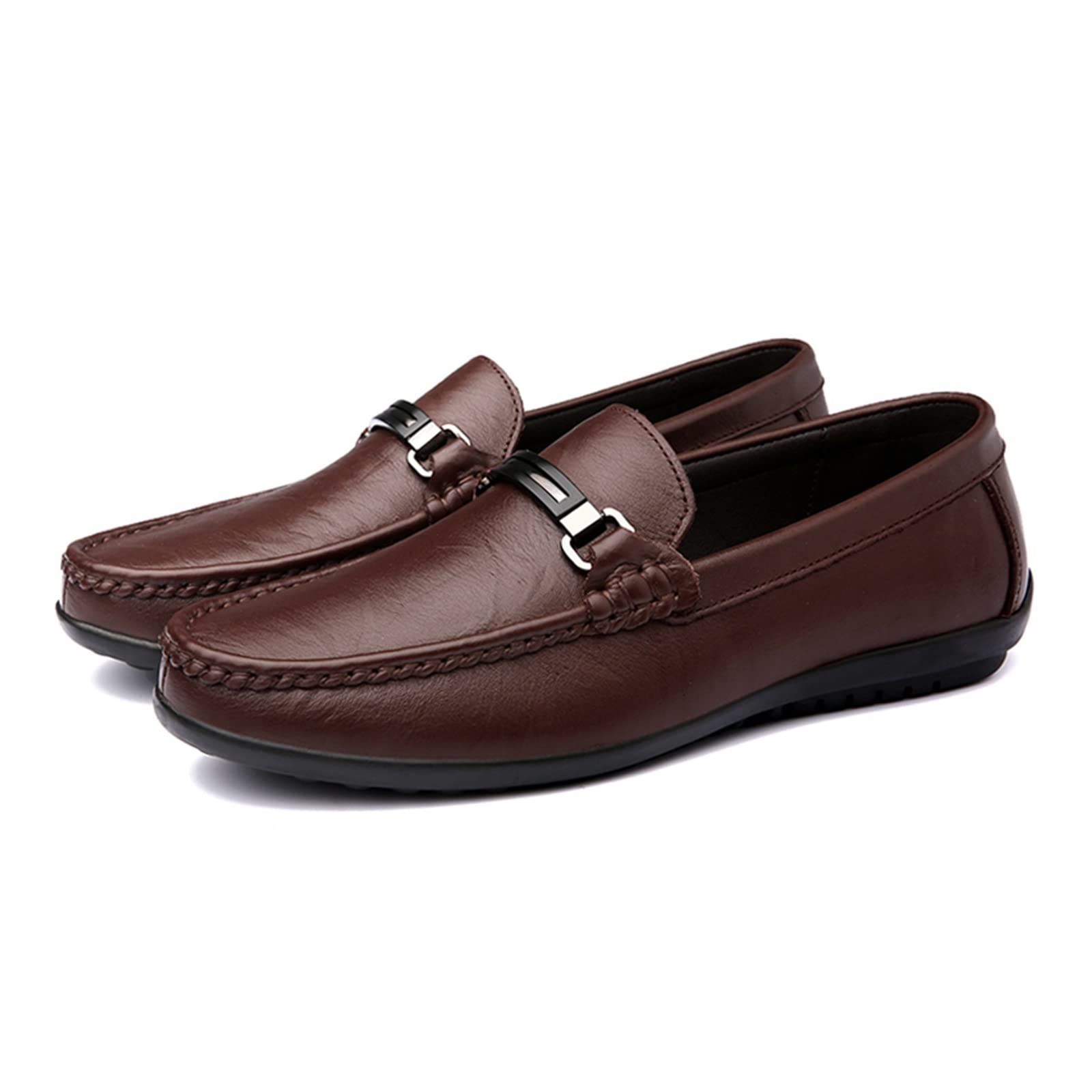 ZARUFT Luxury Mens Loafers Genuine Leather Shoes Men Driving Loffers Slip-On Casual Mocasines Hombre Men's Dress Shoes. (Color : Brown, Size : China 38)
