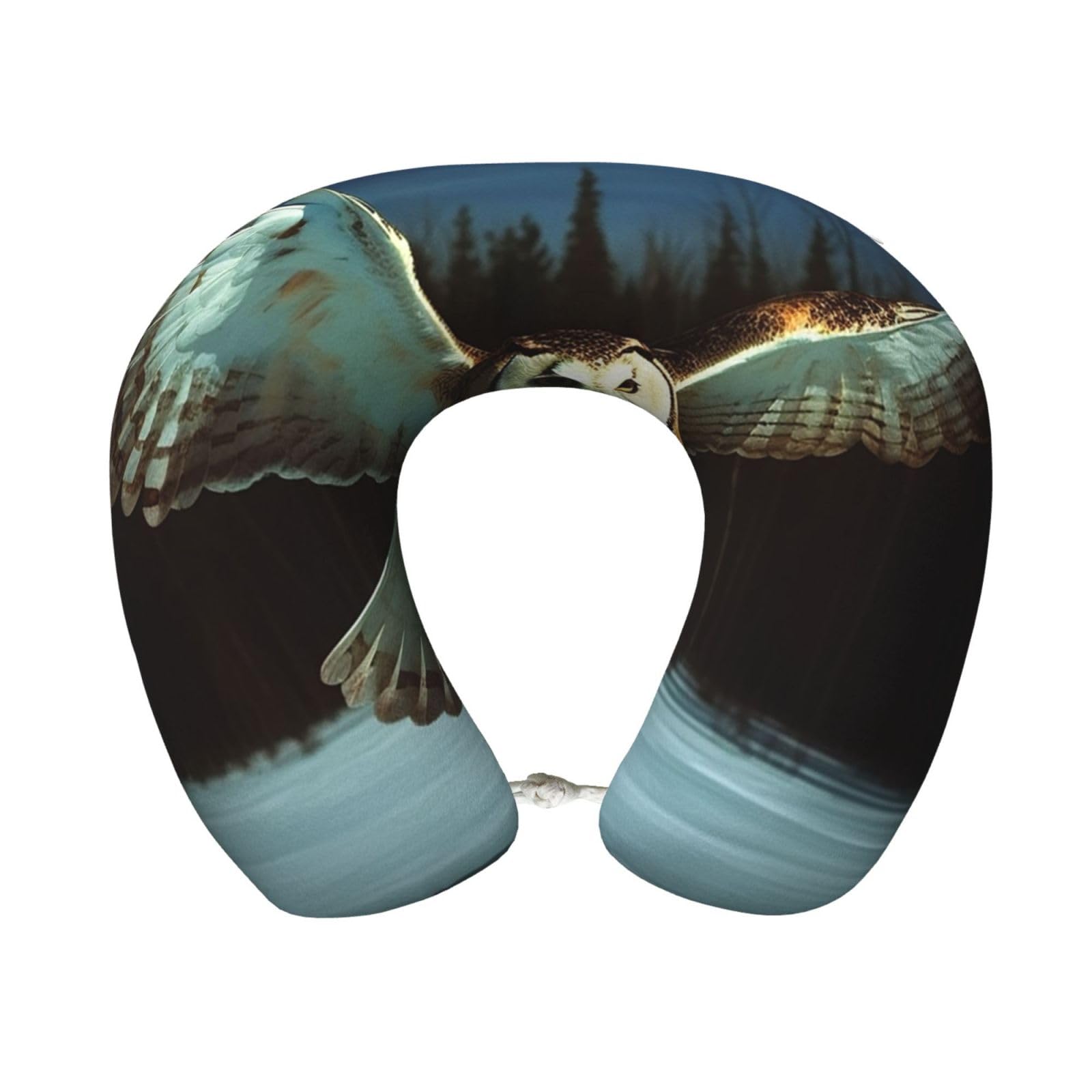 peiyeety Flying Owl Travel Pillow Memory Foam - Comfortable U Shape Neck Pillows for Sleeping, Neck and Head Support Portable Airplane Pillow Adjustable Flight Pillow, Washable Cover