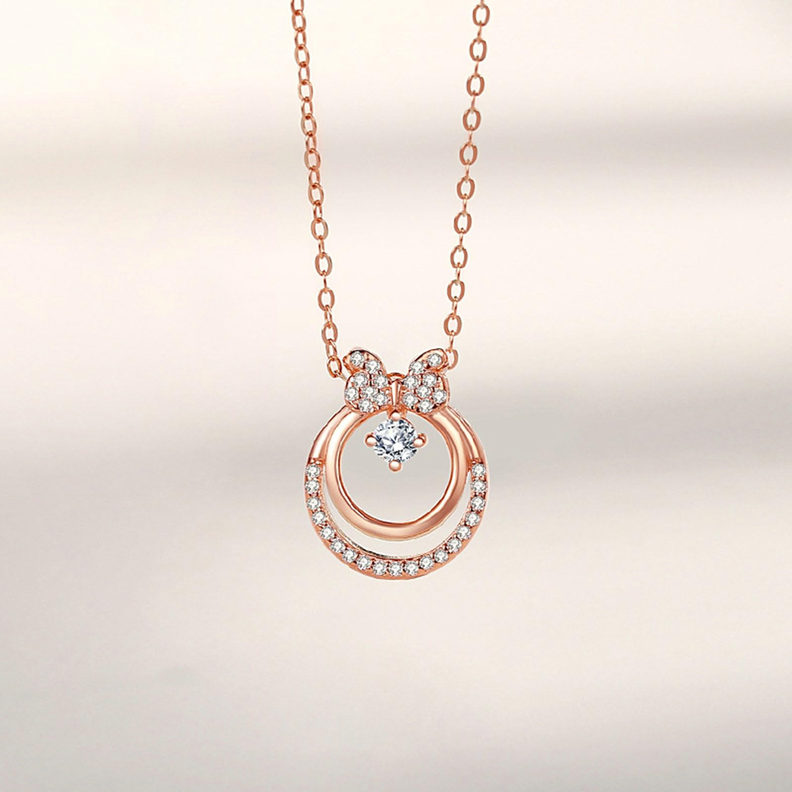 Naszyjnik damski z wisiorkiem w kolorze czerwonego złota 750 585 375, zawieszka charms węzeł z Moissanite czerwone złoto łańcuszek damski 45 cm bez niklu