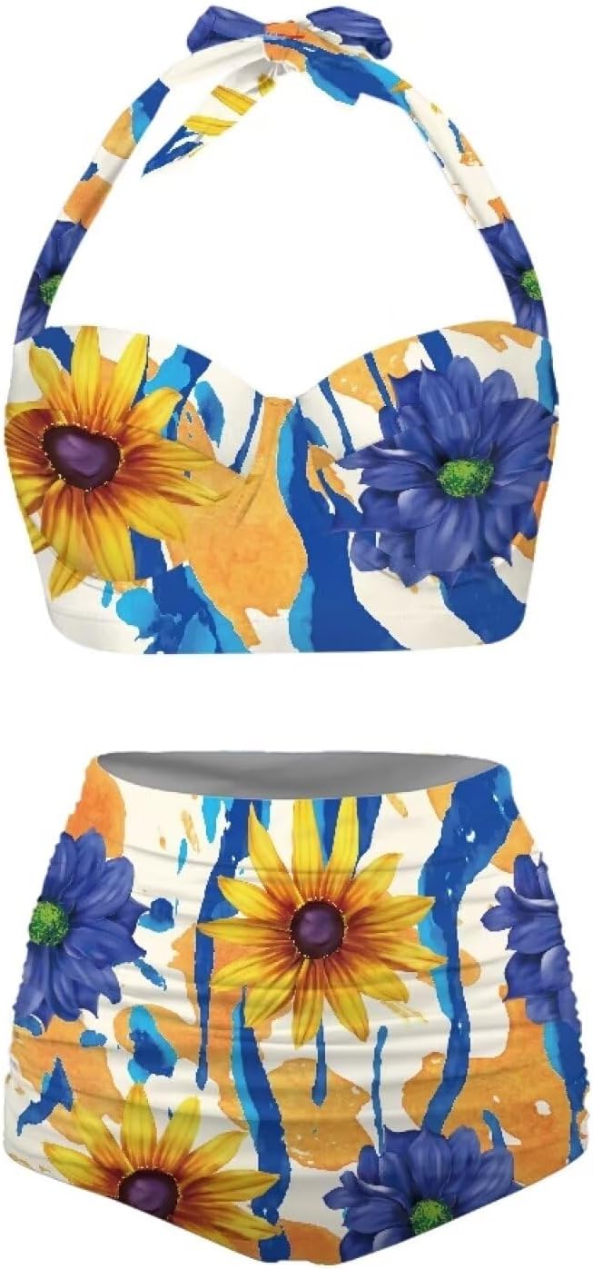 Suobstales Womens High Waisted Bikini Sets Two Piece Push Up Halter Bathing Suit Top Swimsuits Swimwear Bathing Suits S-2XL