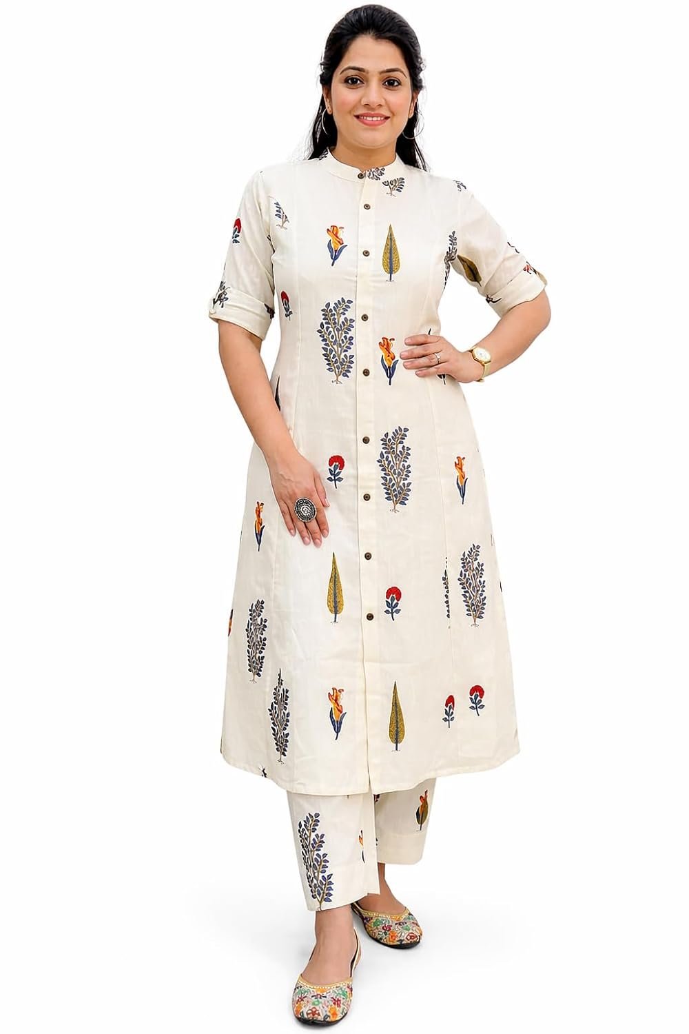 A-Line Printed Rayon Kurta Palazzo Set for Women| Floral Booti Printed Co-Ord Set | A-Line Long Kurta with Palazzo Pant | Ethnic Wear for Women | Indo Western Kurta Set
