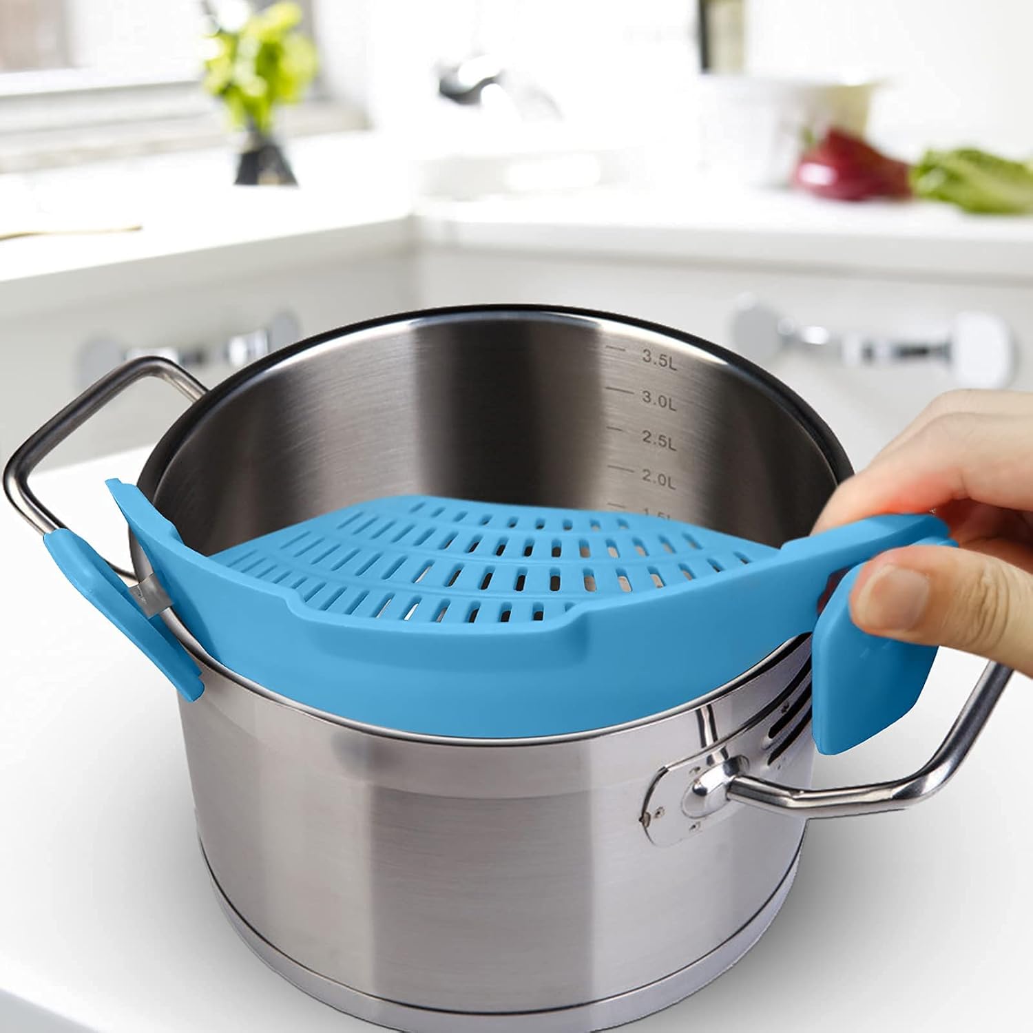 Clip on Strainer for Pots Pans, Spaghetti Silicone Strainer, Clip-on Food Strainers for Pasta, Vegetables, Meat, Fruit, Fits All Pans Bowls and Pots: Home & Kitchen