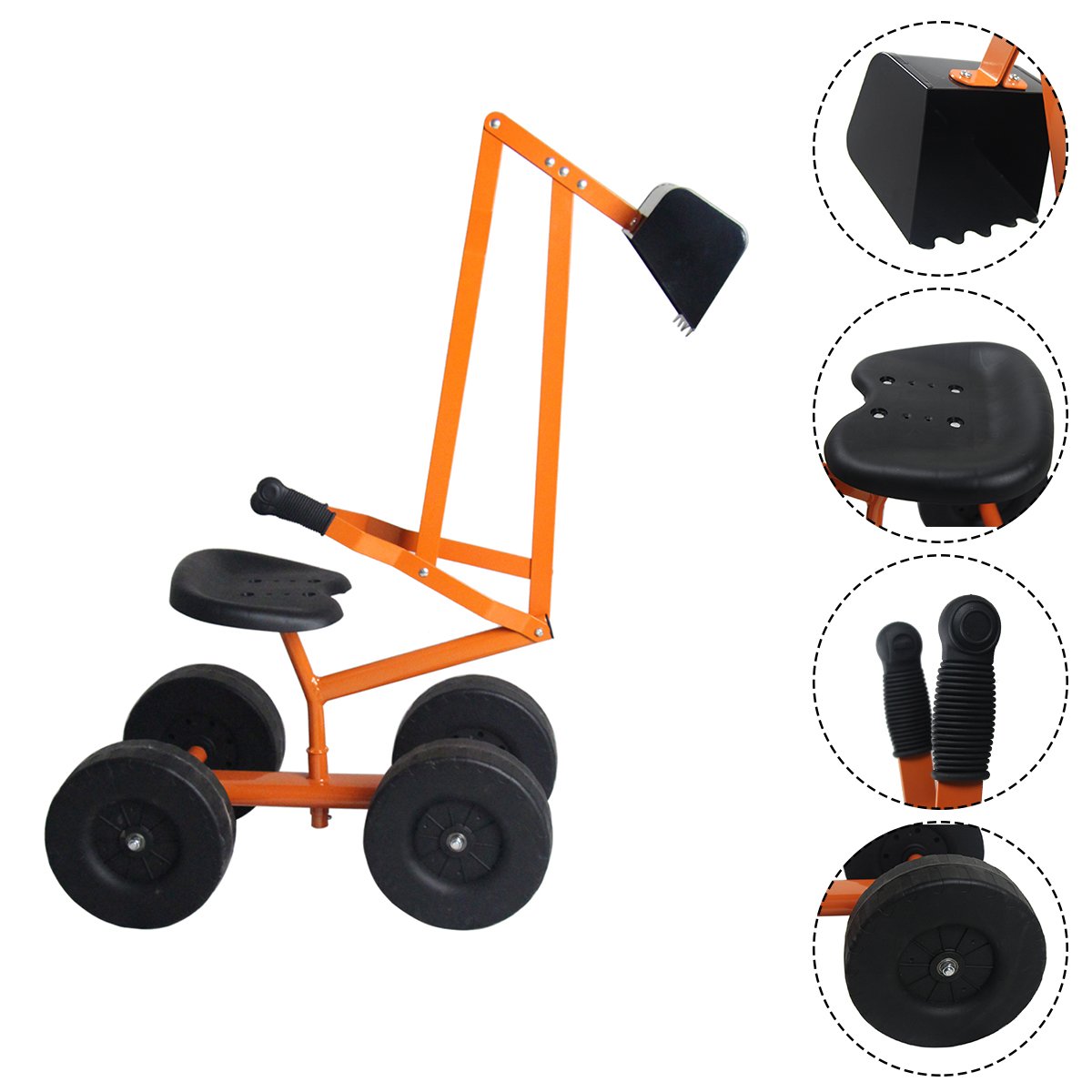 COSTWAY Ruspa Cavalcabile per Bambini, Escavatore Giocattolo Metallico con 4 Ruote, Rotazione di 360°, Carico 50 kg, Regalo per Bambini 3 Anni+, 106x28x35 cm, Giallo (Stile 3)
