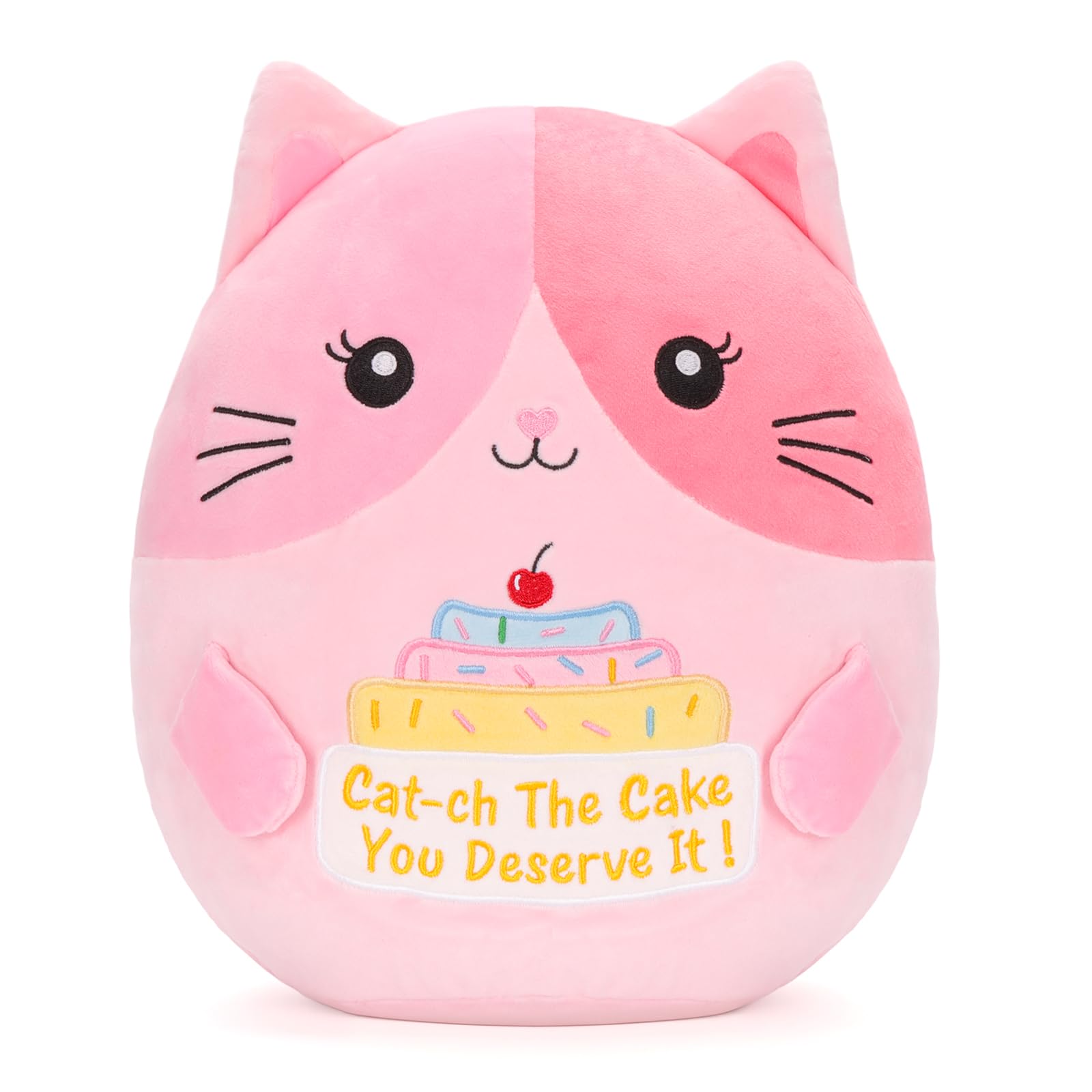 12 Inch Cat Plush Pillow Cute Stuffed Animal Cat Doll for Women Soft Plushies Pillow for Bed Office