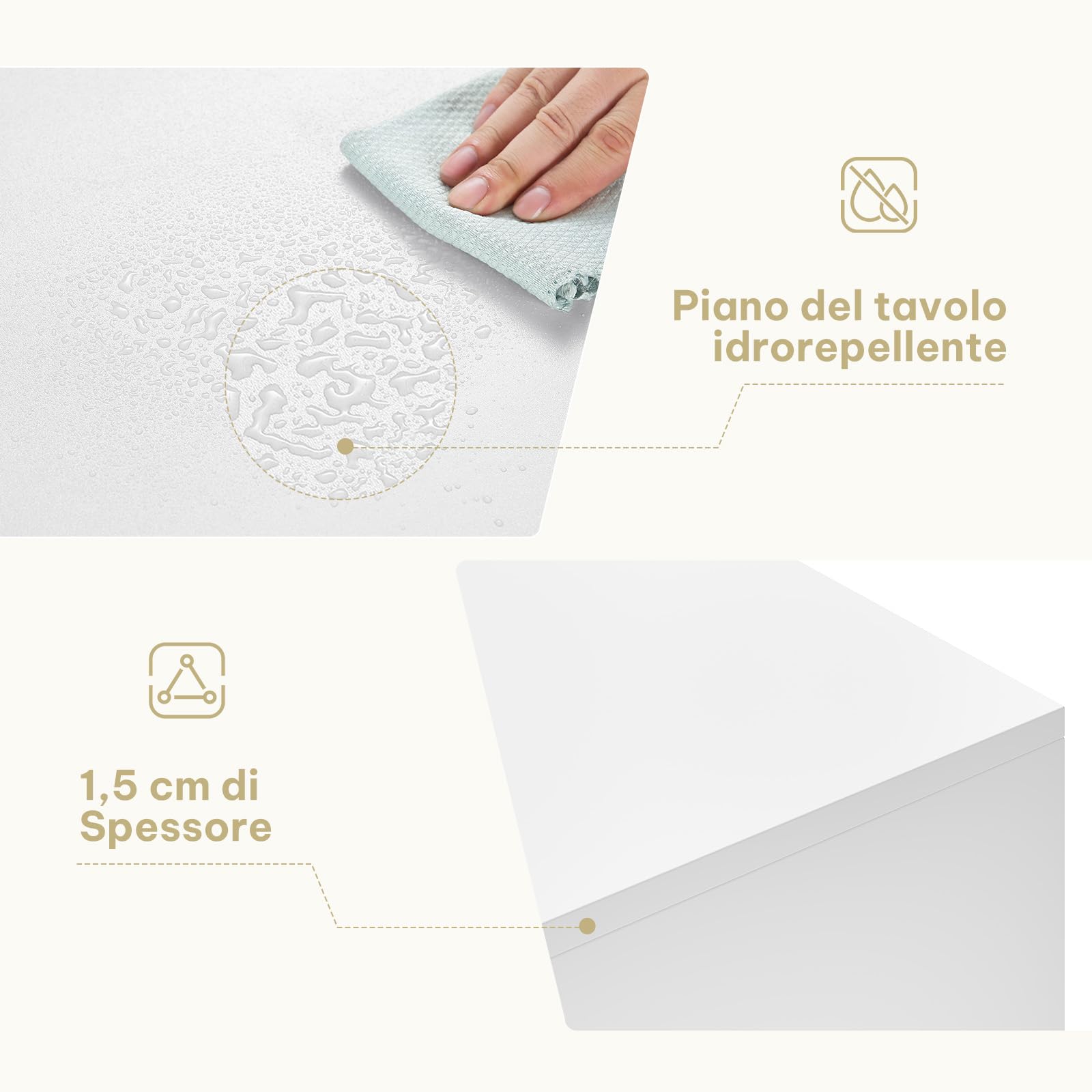 eSituro Scrivania per Computer con Cassetto, Scrivania da Ufficio, 100x50 cm, Tavolo da Lavoro in Legno, per Camera da Letto, Bianco