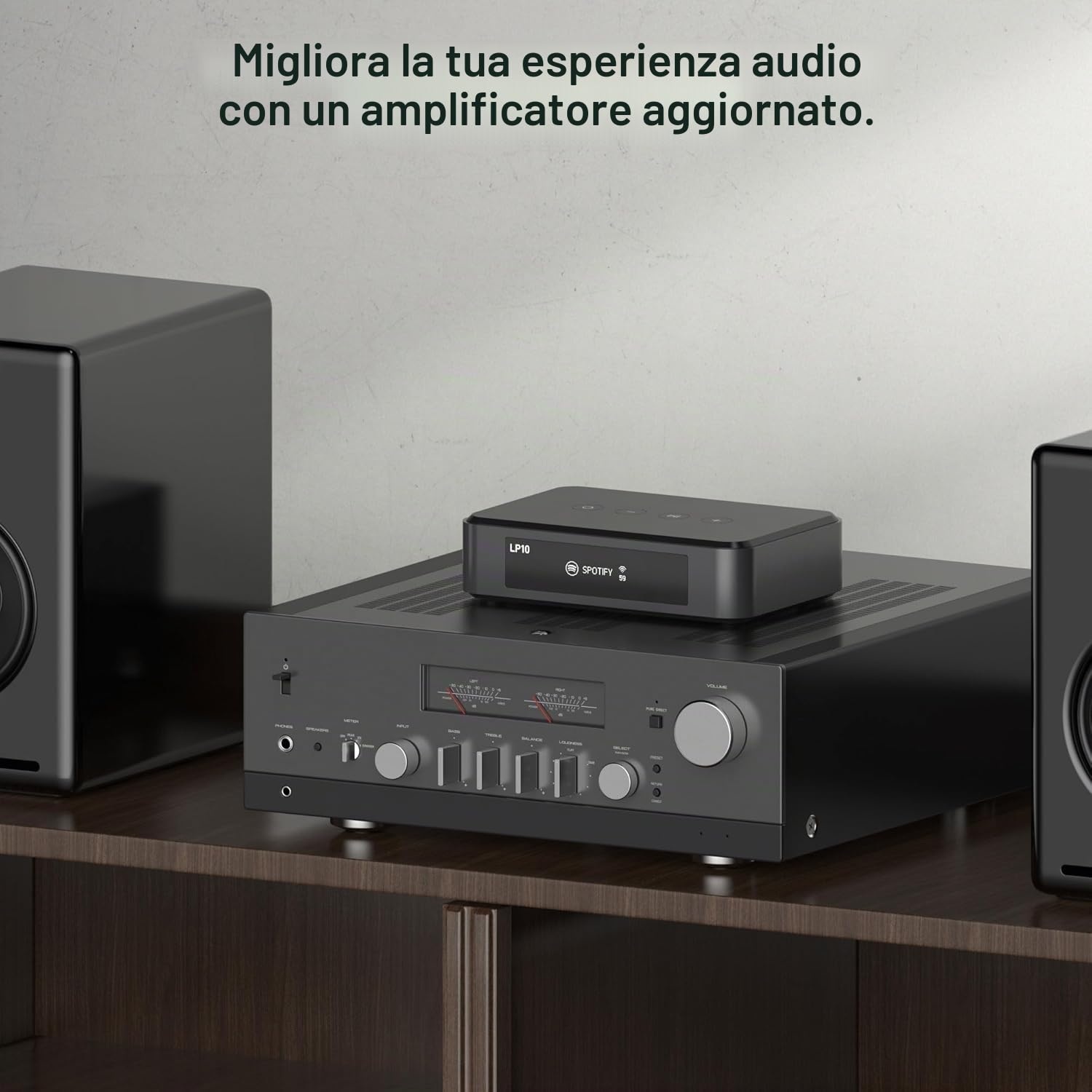 Arylic LP10 Streamer musicale wireless, supporta AirPlay 2, Google Cast, Apple Home e Spotify e Tidal connect Opzioni di streaming multiple, preamplificatore WiFi e Bluetooth 5G con app, telecomando.