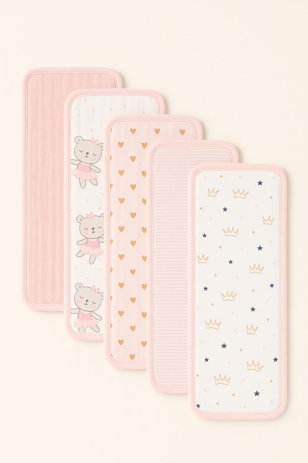TuddyBuddy Baby Burp Cloth Towel Napkins for Baby Large 17x12 Inches, Fine Double Layer 100% Cotton (5 Pcs Burp Towels, Pink Owls & Dots)