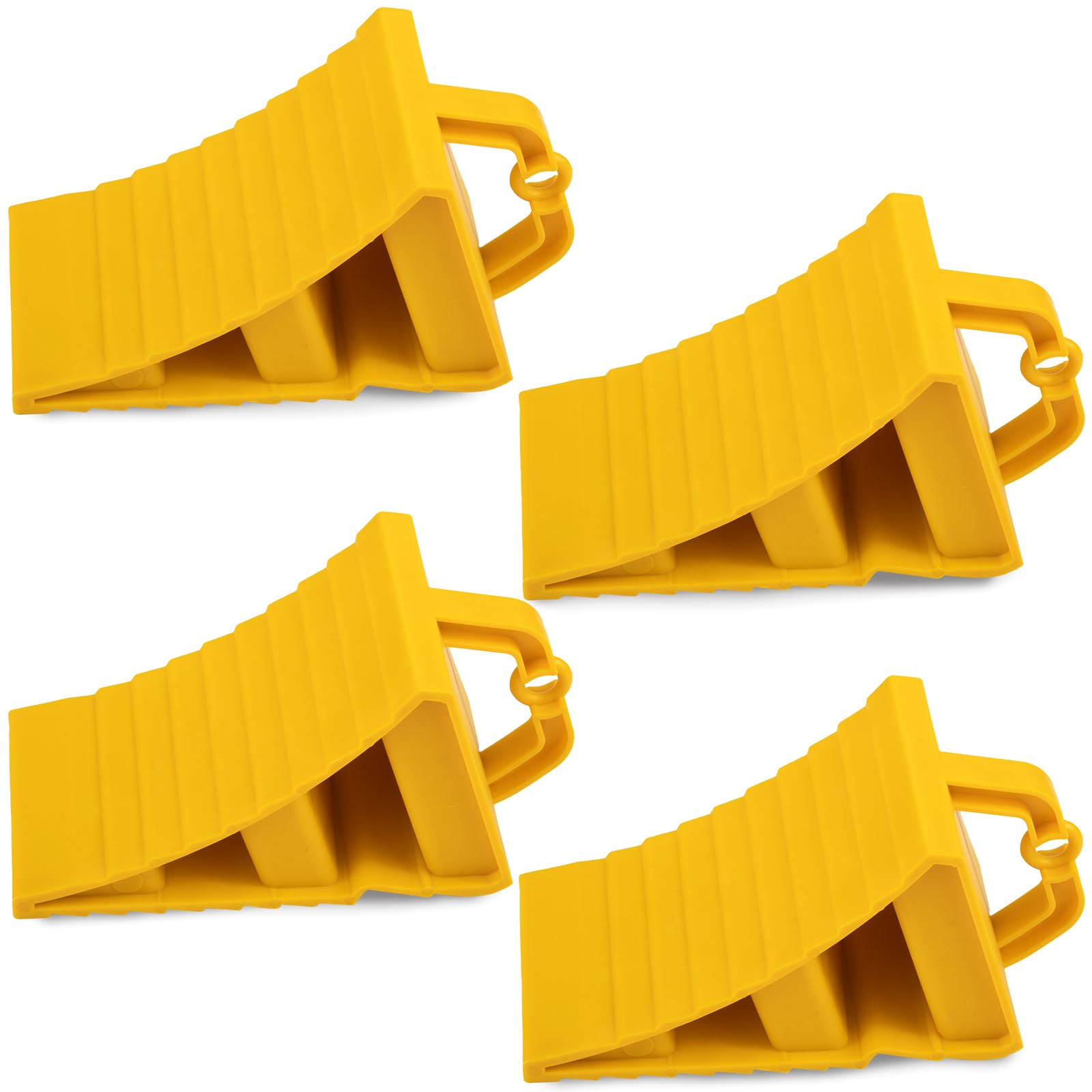 GAsupply Lot de 4 cales de roue en plastique avec poignée - Cales de frein - Pour voiture, remorque, caravane, camping-car