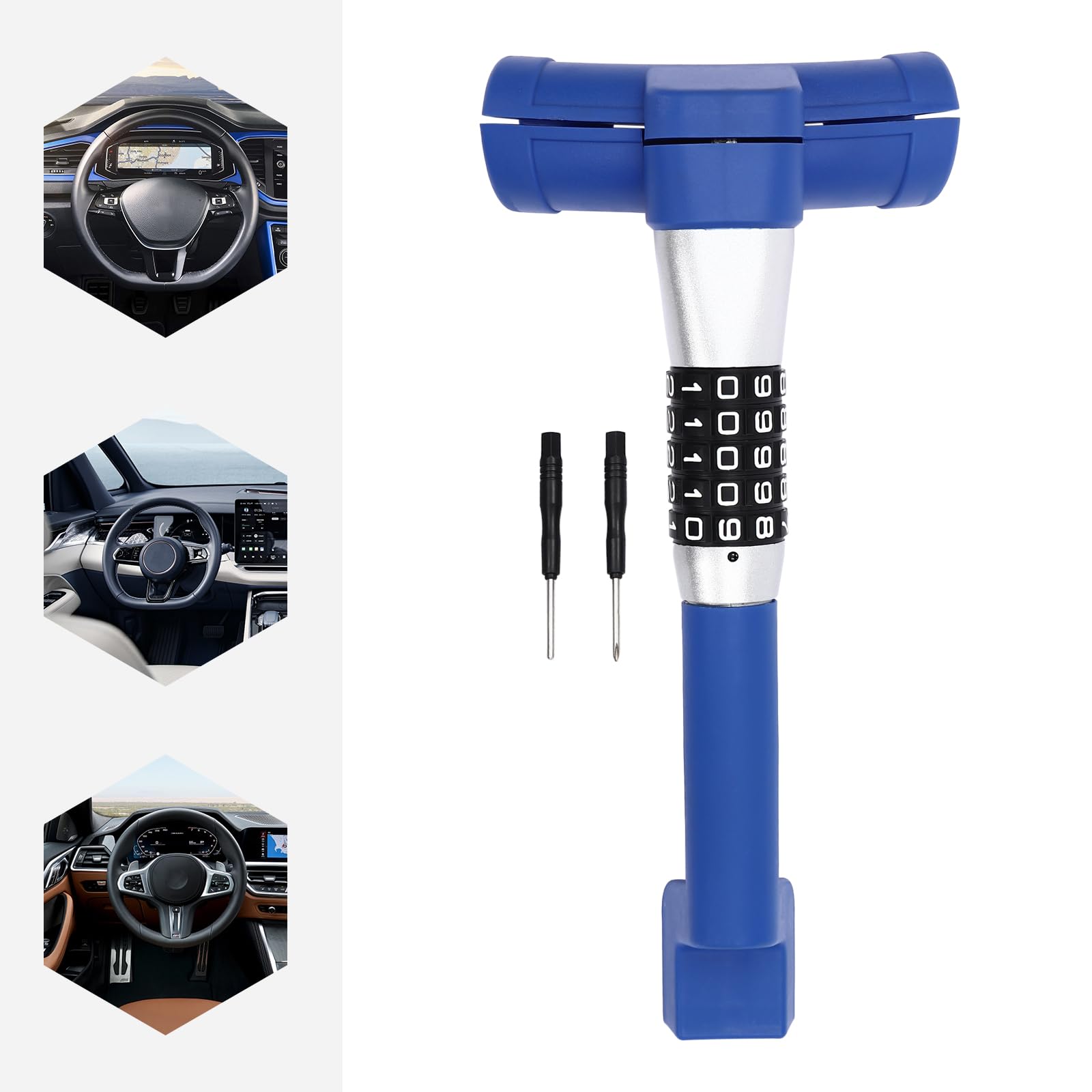 Serrure Volant PéDale Voiture Antivol Verrouillage Outils SéCurité Bloque Barre Auto Bloc Code Combinaison Acier Universel Protection VéHicule Campingcar Camions Fourgonnettes Suv