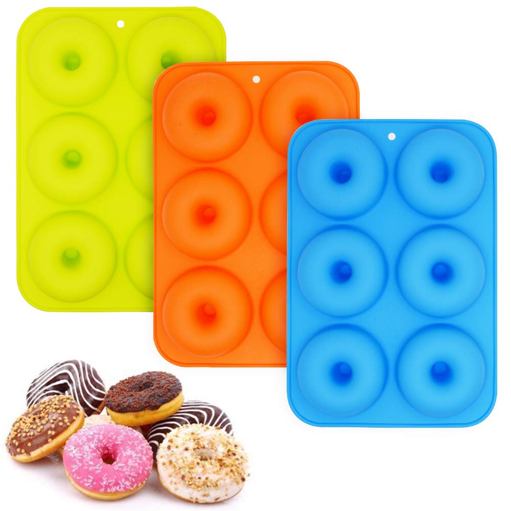 Buy QUMENEY 3PCS Silicone Donut Pan, 100 Nonstick Donut Mould with 6 Cavities, Easy Clean, Heat