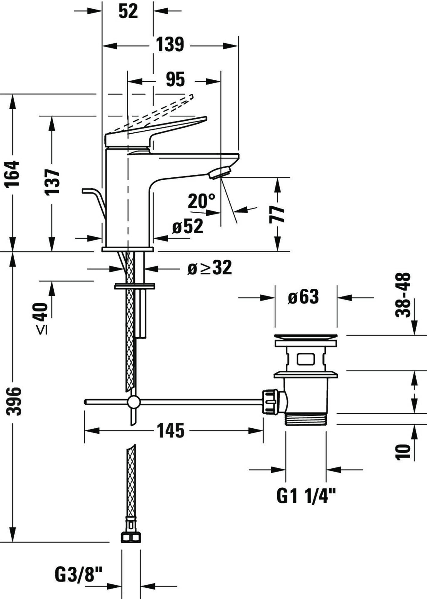 Duravit Wave bateria umywalkowa, rozmiar S (wysokość wylotu 77 mm), kran łazienkowy z zestawem odpływowym z drążkiem pociągowym, armatura umywalkowa, stal nierdzewna szczotkowana
