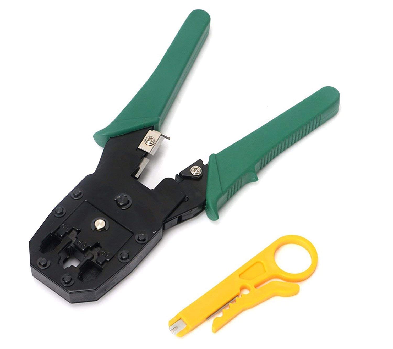 XIKKART 3 in 1 modular crimping tool rj45 network lan crimping tool kit set for Rj45, Rj11 Cat5E/Cat6 lan cable cutter tool (Muticolor)