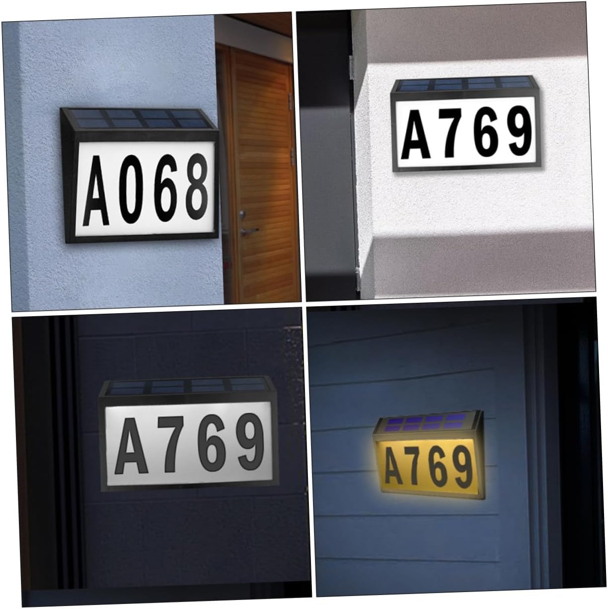 Solar Powered Outdoor Address Sign with Bright LED Numbers Abs House Number Light for Home Door Energy Saving Solar Address Plaque for Night Visibility Letters White Light
