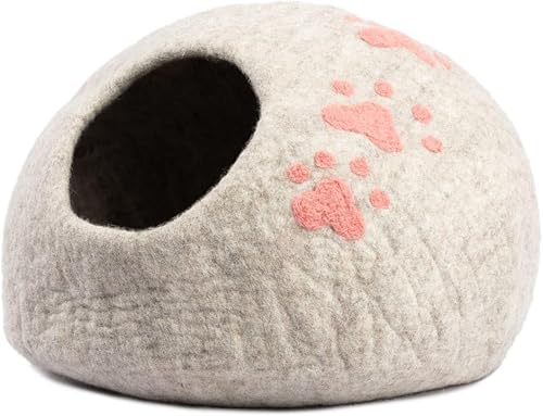 Miniatura 2 de Lujosa cama tipo cueva de lana merino ecológica para gatos, cápsula plegable para gatos de interior, camas de fieltro de alta calidad para gatitos,