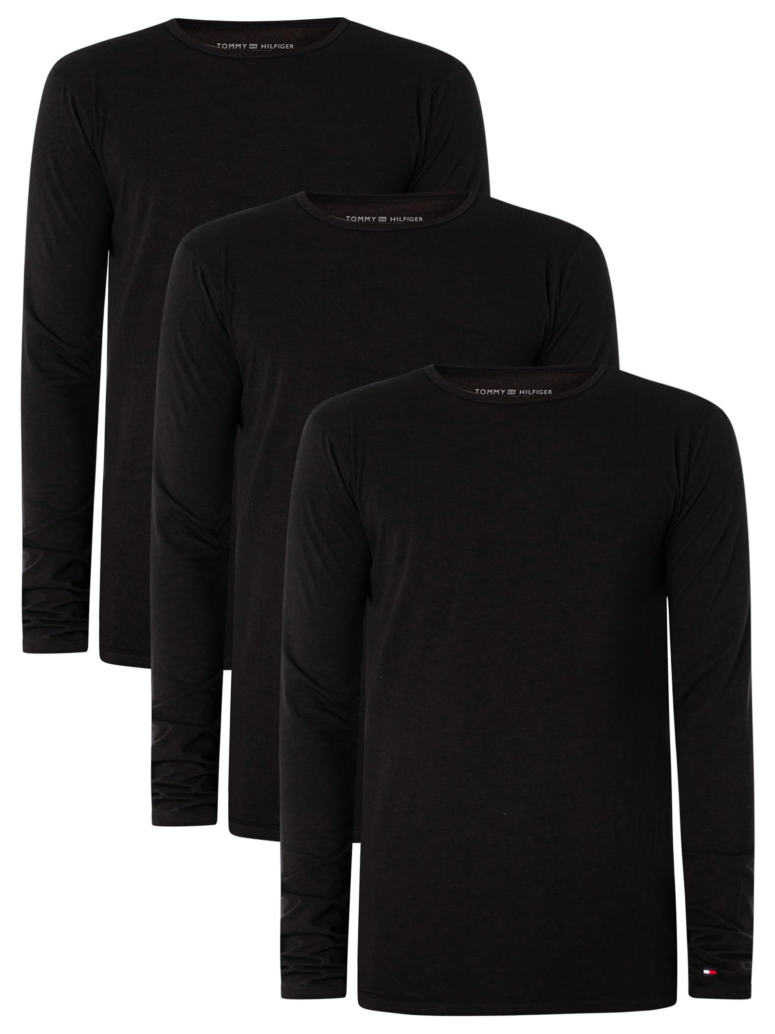 Tommy Hilfiger Men's 3p Ls Tee Um0um03022 L/S T-Shirts, Black (Black/ Black/ Black), XXL