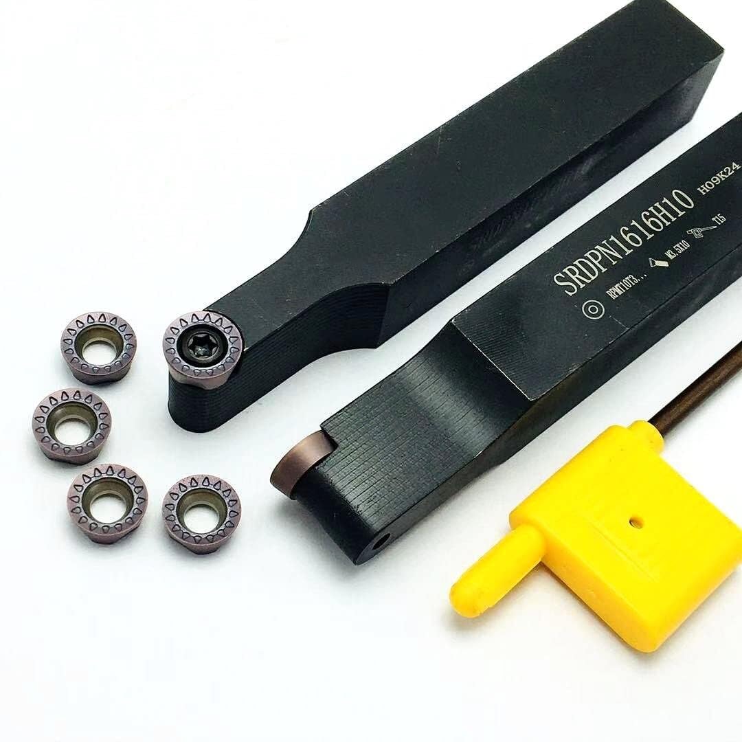 Set portautensili tornitura 10 pezzi con utensili in metallo duro | Include portautensile e 10 utensili di tornitura con inserti in metallo duro per lavorazioni CNC e manuali