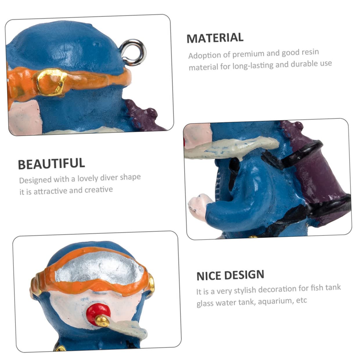 GLEAVI 5 Ensembles Décoration D'aquarium Plongeur Flottant D'aquarium Adorable Décor D'aquarium Petit Bulleur pour Aquarium Jolie Figurine De Plongeur PVC 2 Pièces * 5