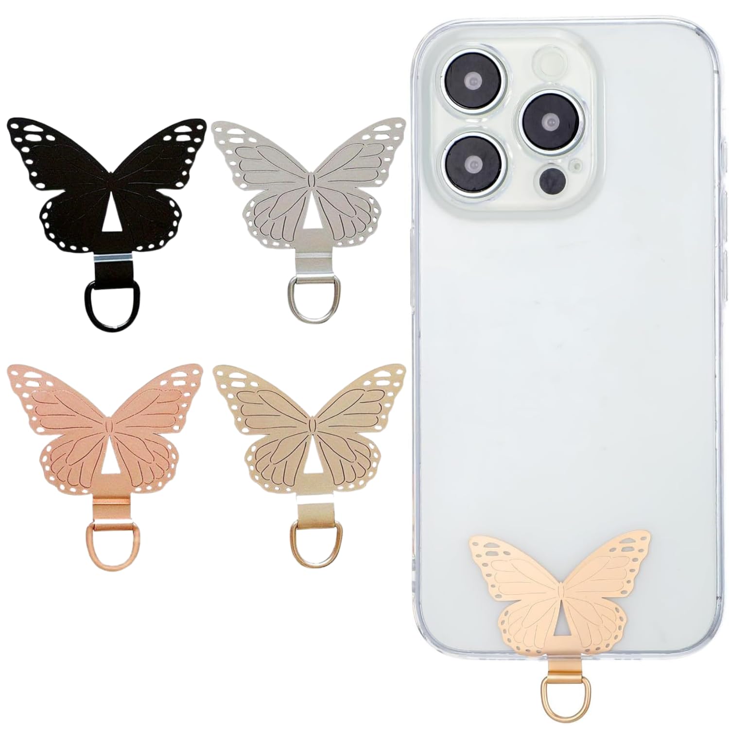 Phone Tether Tab for Smart Phone, Mobile Lanyard Patch, Metal Phone Tether Tabs, Butterfly Metal Phone Lanyard Strap Patch Stainless Steel Patch Anti Theft Repl-picture-21