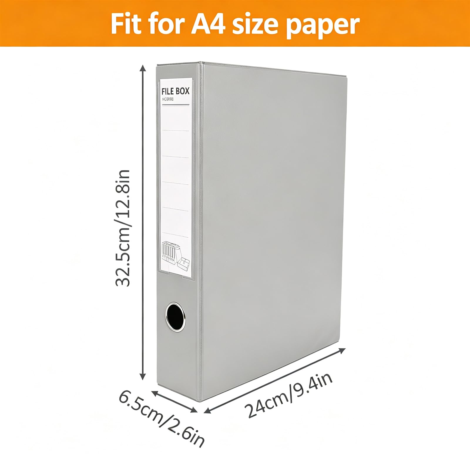 HUA JIE A4 Aufbewahrungsboxen aus Kunststoff, Archivhüllen mit Clip, PVC-Aktenordner, Organizer, Dokumentenaufbewahrung, Aktenbox für Büro, 32,5 x 6,5 x 24 cm, Grau (6 Stück)