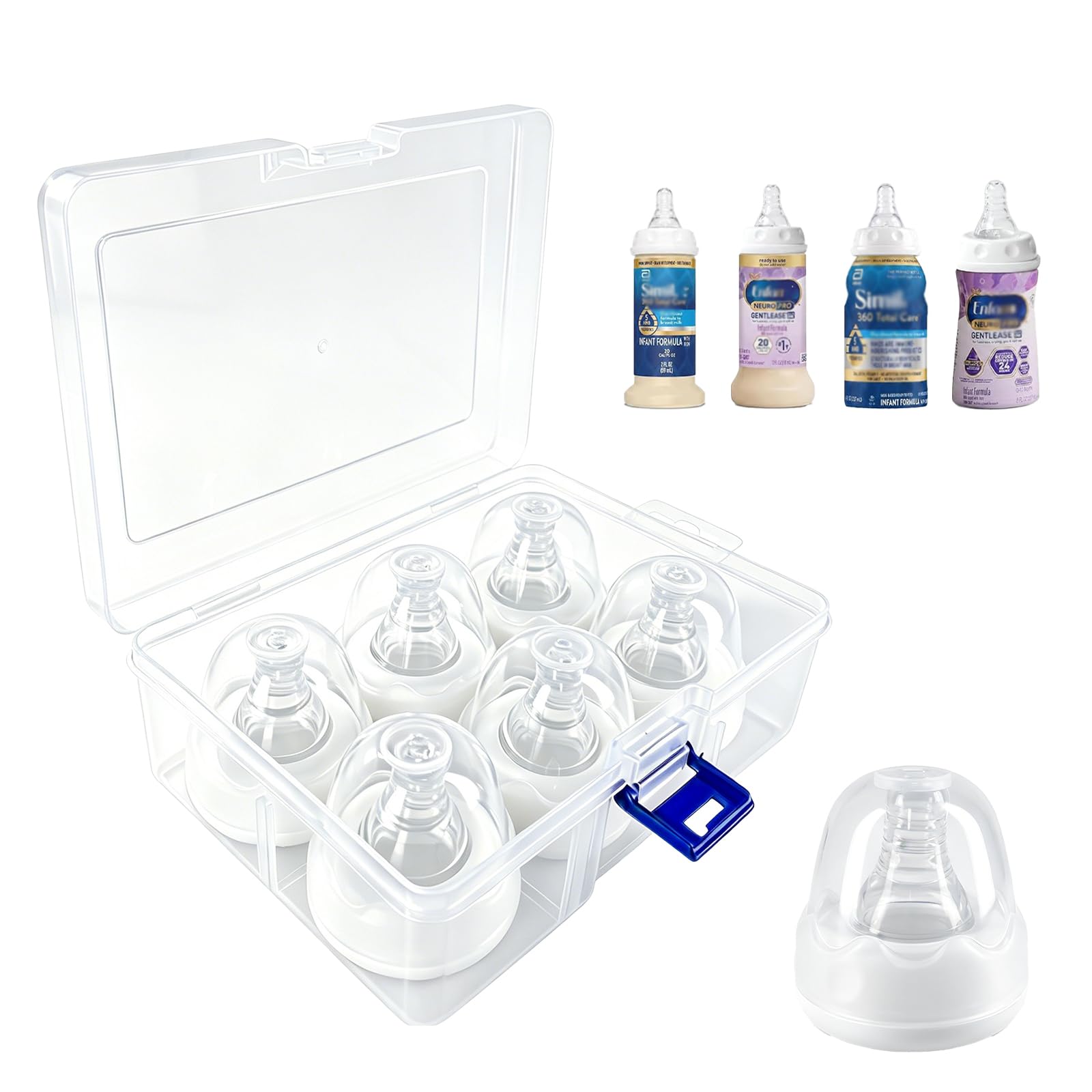 Photo 1 of Replacement Nipples Compatible with Similac & Enfamil Ready-to-Feed Baby Bottles, Soft Silicone Baby Bottle Nipples, Medium Flow, Reusable, BPA Free, Dishwasher Safe, 6 Pack
