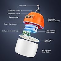 Vista 2 de Rechargeable Portable LED Camping Lantern,3000LM,10000mAh PowerBank, LED Tent Lights for Camping,Essential Waterproof Camping Light for Hiking