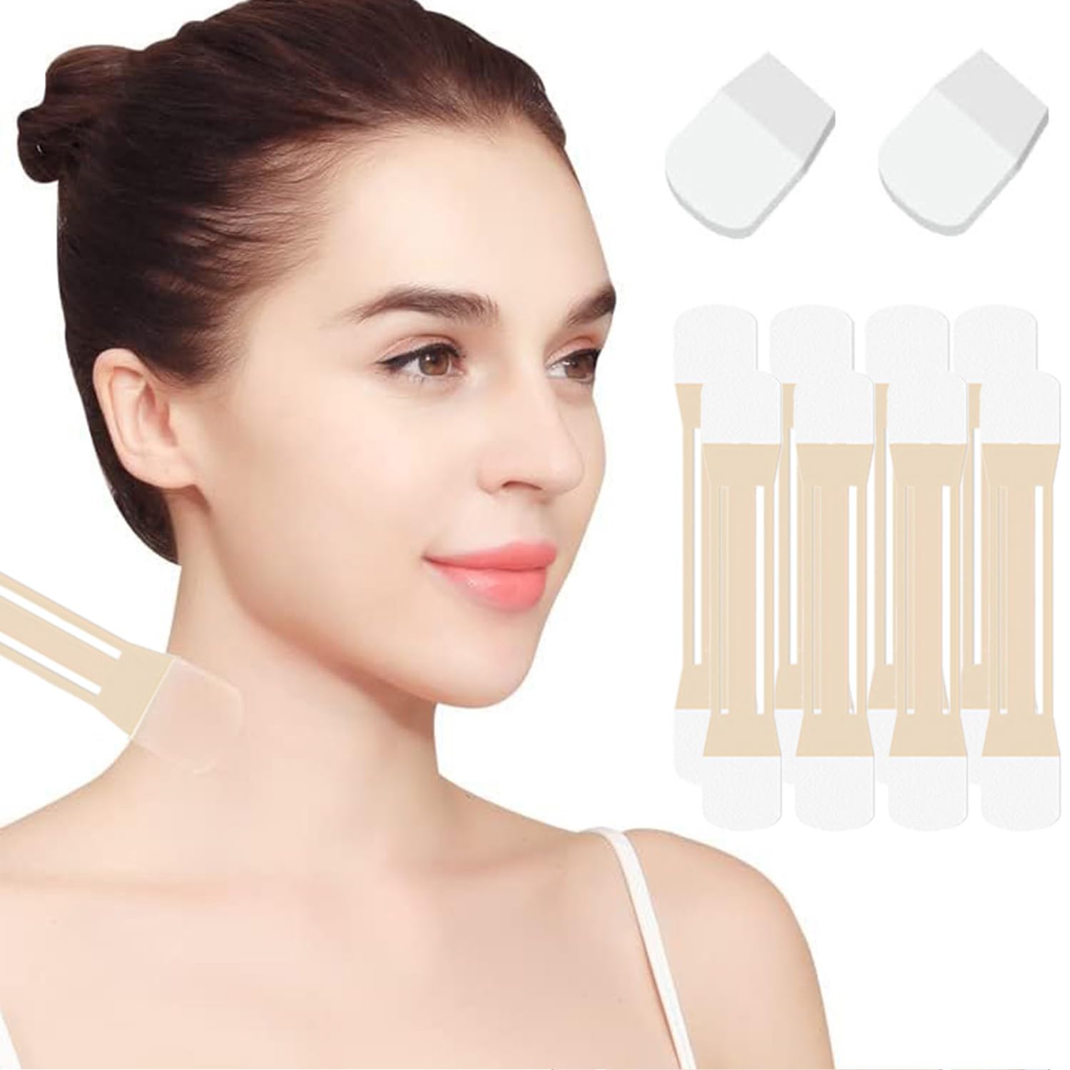 4-Piece Invisible Neck Firming Tape Set – Instant Lifting Patches for Face & Neck Contouring – Reusable Beauty Bands for Smooth Skin Tightening – Subtle & Comfortable for Women & Teens